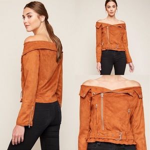 🧥Suede motto jacket off the shoulder 🎁